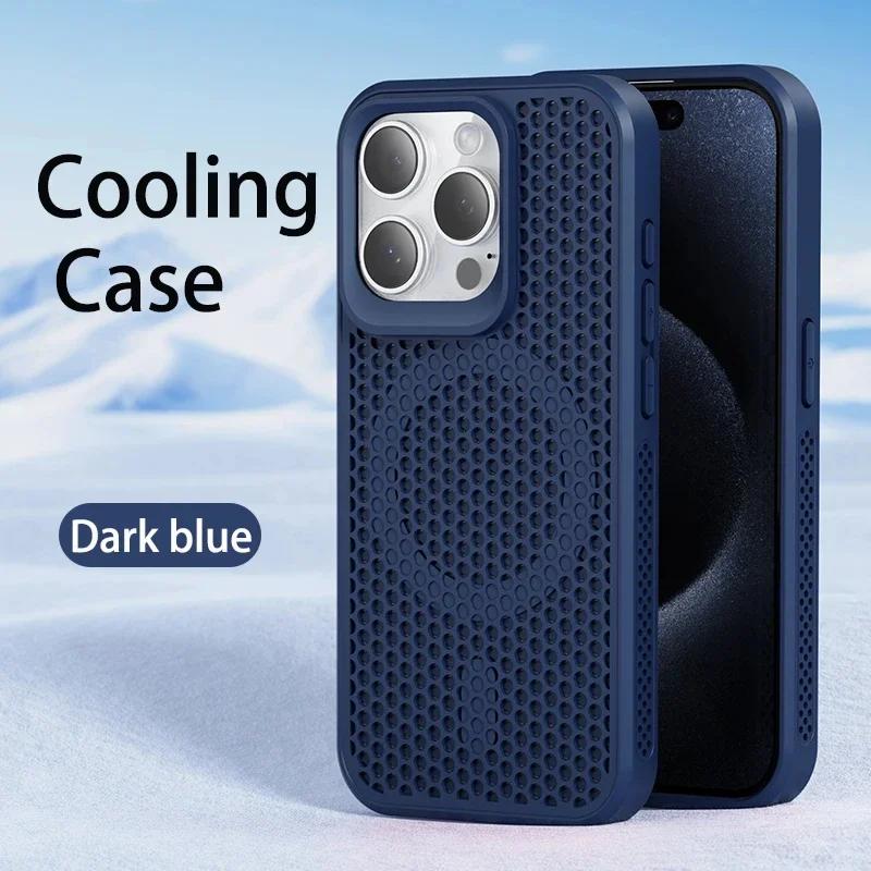 Ultra Thin Heat Dissipation Mesh Magnetic Case For iPhone 16 15 13 12 14 11 Pro Max For Magsafe Matte Shockproof Hard PC Cover