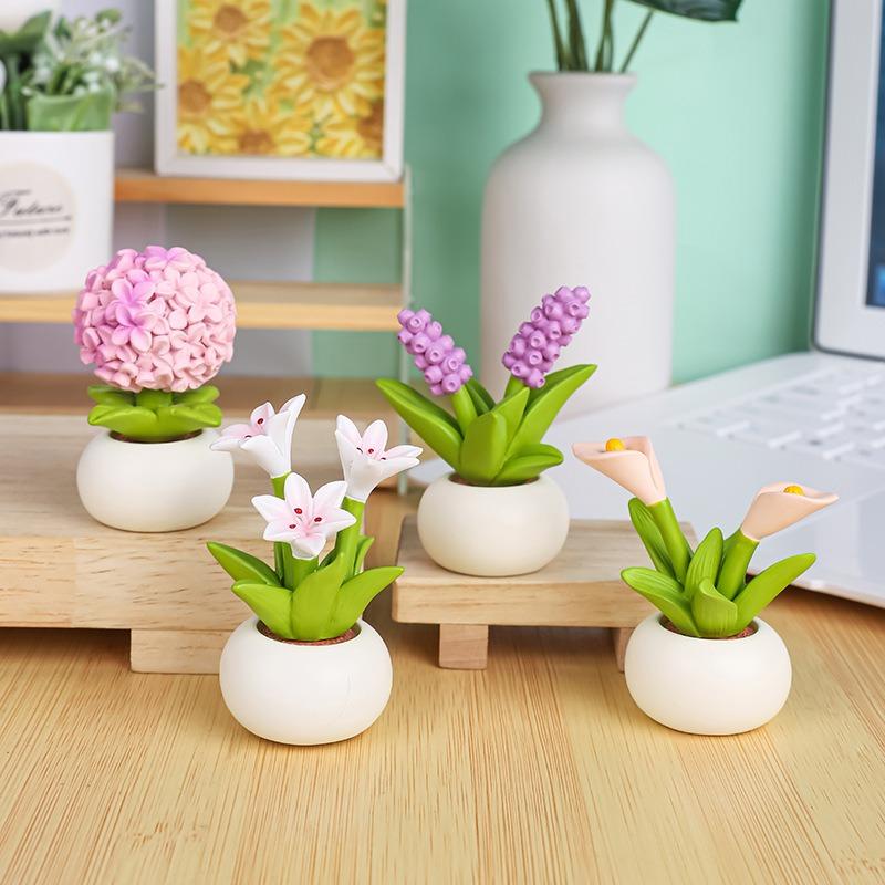 Flowerpot Little Elf, Cute Potted Flower Arrangement, Resin Mini Desktop Decoration, Fresh and Simple Gift