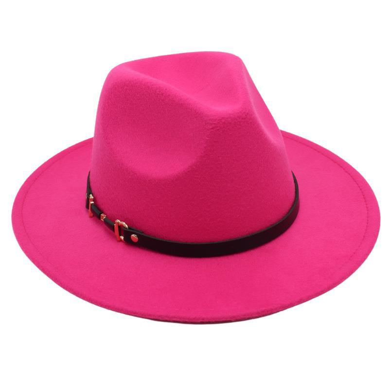 Suit Top Hat American Drama Belt Buckle Jazz Hat Men And Women Felt Hat Woolen Hat Big Brim Fedora Hat Jackson