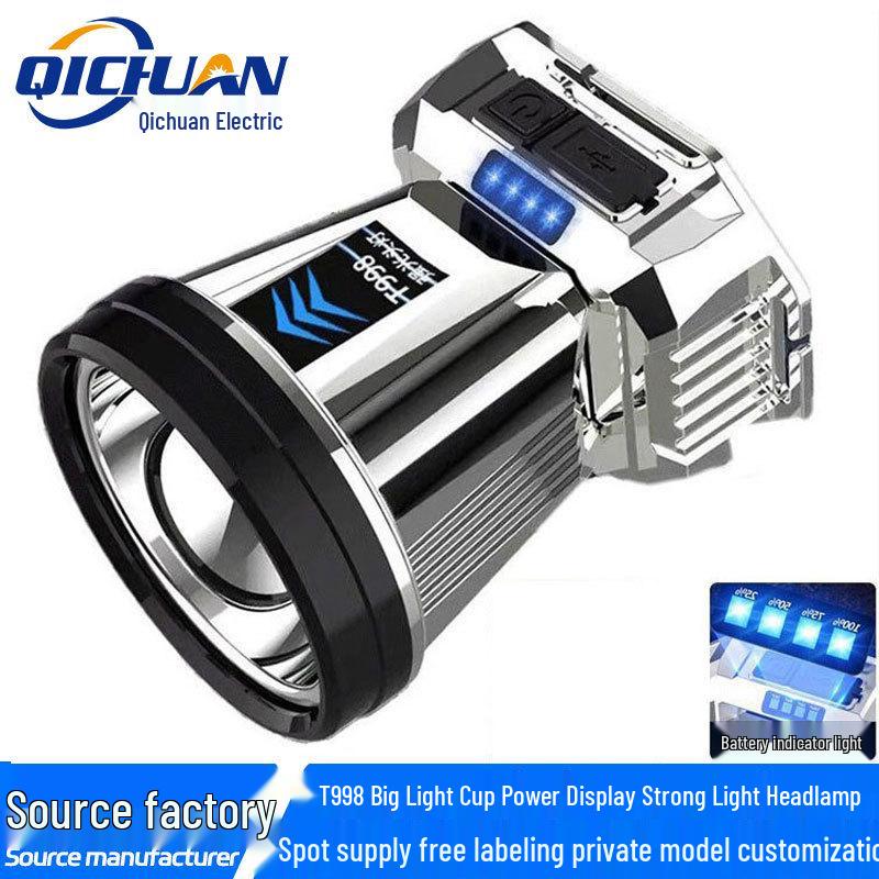 High-Brightness Waterproof Headlamp: Multifunctional, Long Battery Life, Electric Display—Ideal for Outdoor, Emergency, and Fishing Use