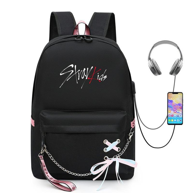 Straykids Combination Peripheral With Starry Sky Backpack School Bag Backpack Student Male Female Usb Charging 16inch