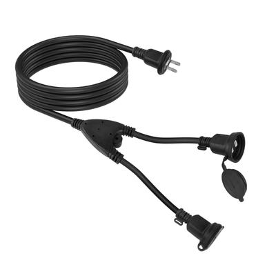 EnergyPro Outdoor, Rainproof Extension Cord, 2-Way, 3m, 12A, 125V, Waterproof Power Cord for LED Lighting, PSE Compliant, Outdoor, Home, and Work,