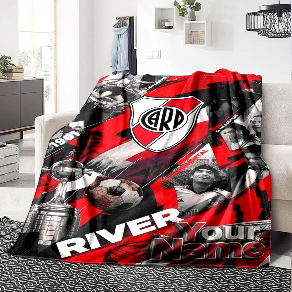 Name Custom River Plate Print Flannel Blanket High Quality Warm Comfortable Cover for All Seasons Perfect for Gifts Home Decor