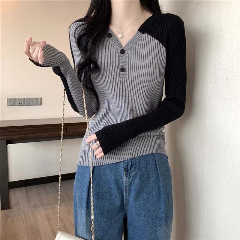 

Свитер для женщин Осень Зима Утепленный Теплый Вязаный Эластичный С длинным рукавом V-образный вырез Топы XXXL серый