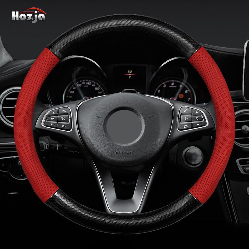 38cm 40cm 42cm 45cm 47CM Carbon fiber Leather Steering Wheel Cover Non slip breathable For Truck Bus Auto Interior Accessories