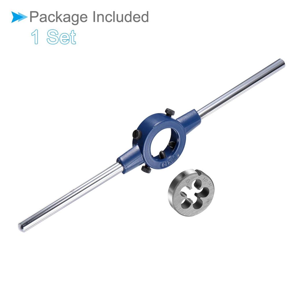 CoCud Die Stock Handle Set, 1/2-20 UNF Thread Die and Fits 26mm-38mm Outer Diameter M12-M16 Die Wrench Tool Kit, for Thread Cutting and Repair, 1 Set