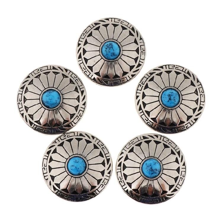 5 Pcs Leather Decorative Buttons Flower Buttons Imitation Turquoise Button for Jewellery Making Clothing Bag Dress