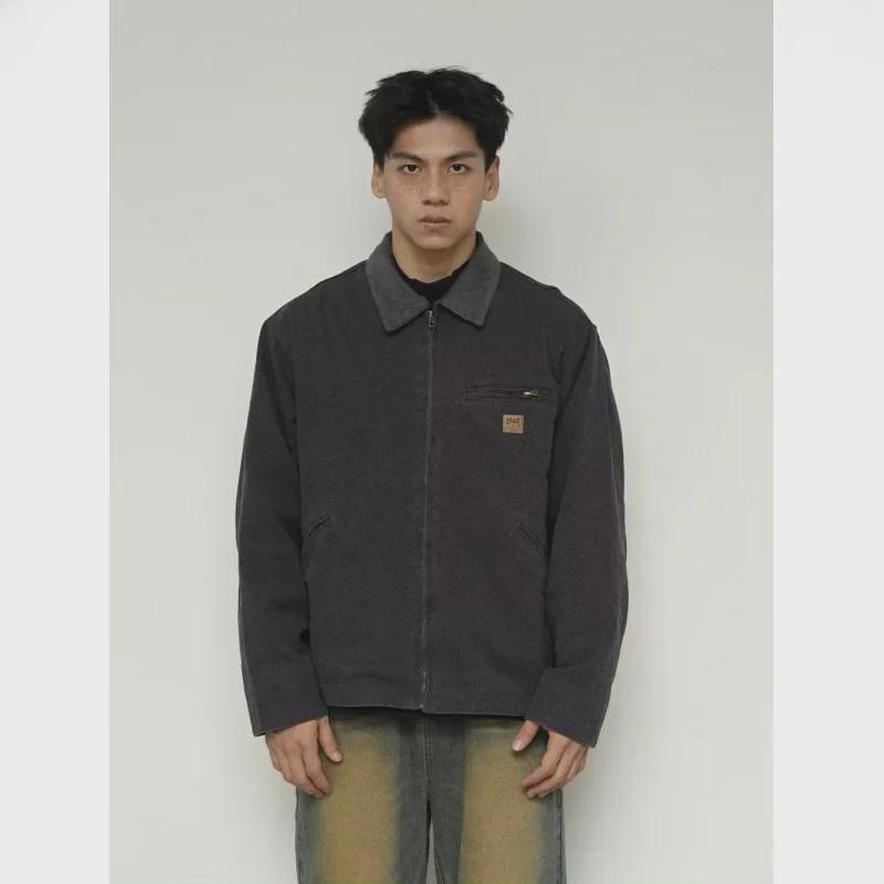 American Retro Lapel Workwear Jacket - Spring/Autumn 2023 Trendy Brand Loose Cotton Top