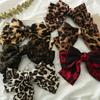 Boutique Pânză Leopard Trei Straturi Ac de Păr cu Fundă Mare Clip de Primăvară Barrete Accesorii de Păr pentru Femei Fete Articole de Păr