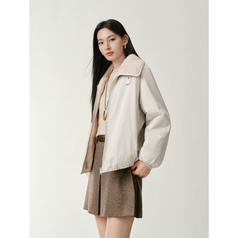 JIUZI Reversible Stand Collar Faux Fur Jacket