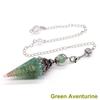 Antique Silver Seven Chakra Crystal Pendulum with Semi-Precious Chips and Resin Hexagonal Cone Pendant