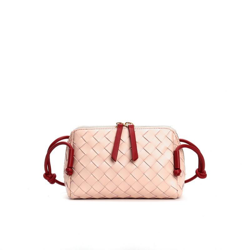 Genuine Leather Mini Camera Bag Woven Design Crossbody Shoulder Women Daily Use Soft Structured Square Purse