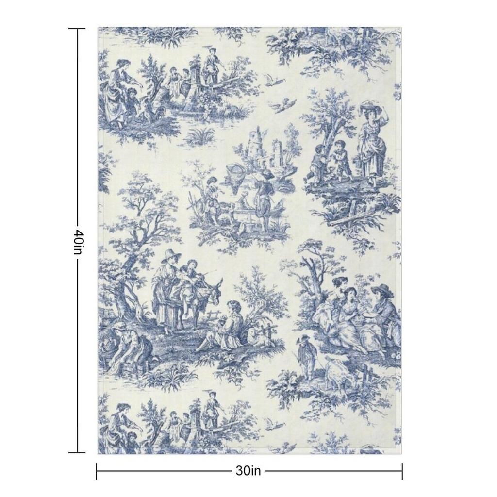 Pudrowy błękit Francuski Toile Wzory Piknikowe Koc do Rzucania Kemping Zima Łóżka Termiczny zabawny prezent Koce