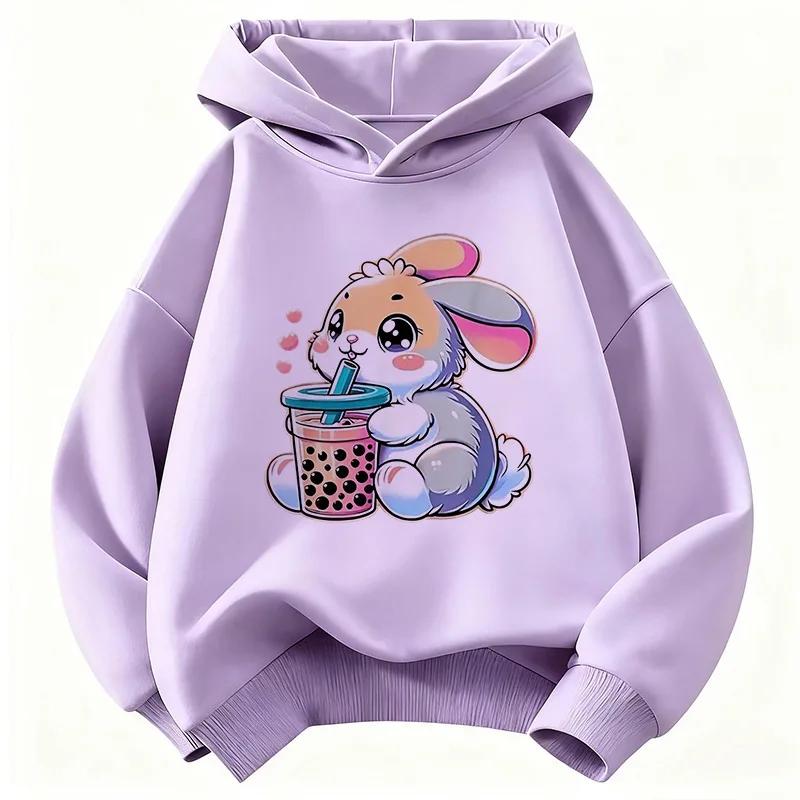 2026 Cute Rabbit Graphic Hoodie Kids Children's Sweatshirt Hoody for Boys Girls Casual Hoodies Clothes
