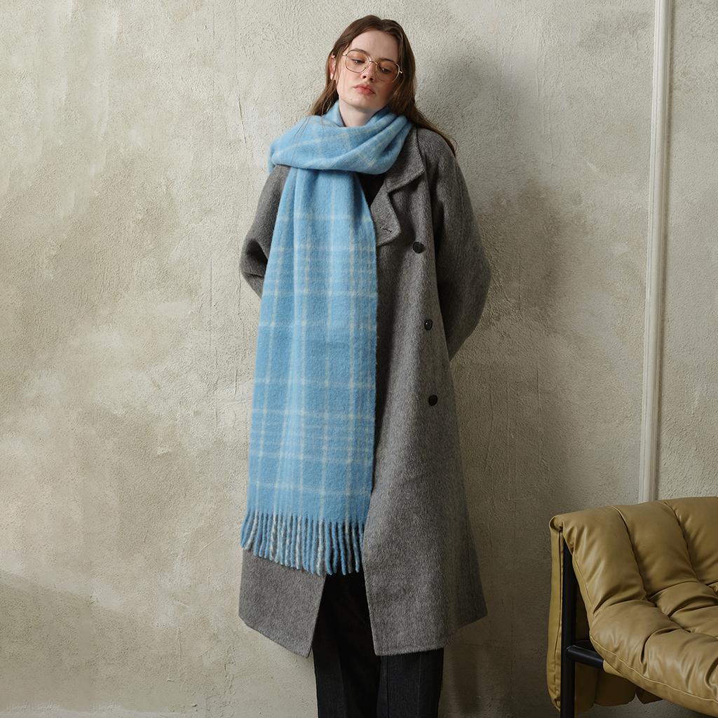 Designer high sense 20 wool red plaid fringed autumn and winter scarf mohair warm scarf women's shawl