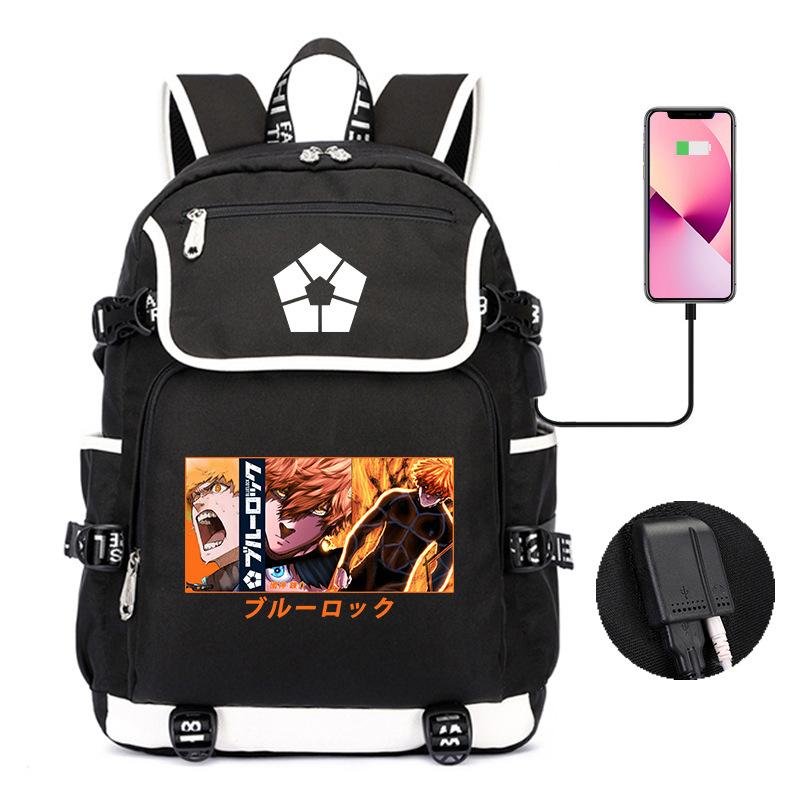Animation Student Schoolbag, Blue Prison Blue Lock Surrounding Large Capacity Backpack Computer Bag