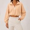 Women's Casual Half Zip Cropped Sweatshirt with Collar Color
