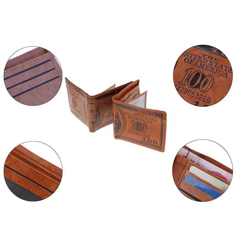 Men'S Wallet Us Dollar Printing Pu Leather Credit Card Photo Holder Purse