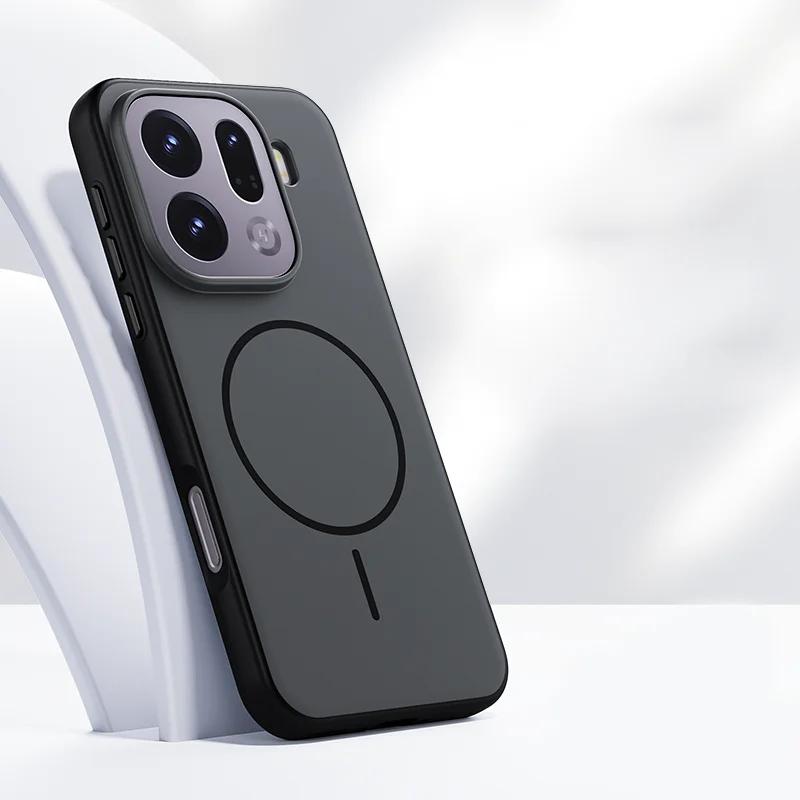 For OPPO Find X9 X9 Pro Case Magnetic Charge Double Color Matte PC +TPU Skin Feel Back Cover with Metal Button For Find X9 Funda
