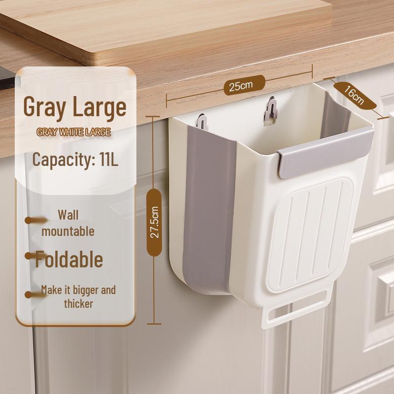 Foldable Kitchen Trash Can: Large, Thick, Cabinet-Hanging Design