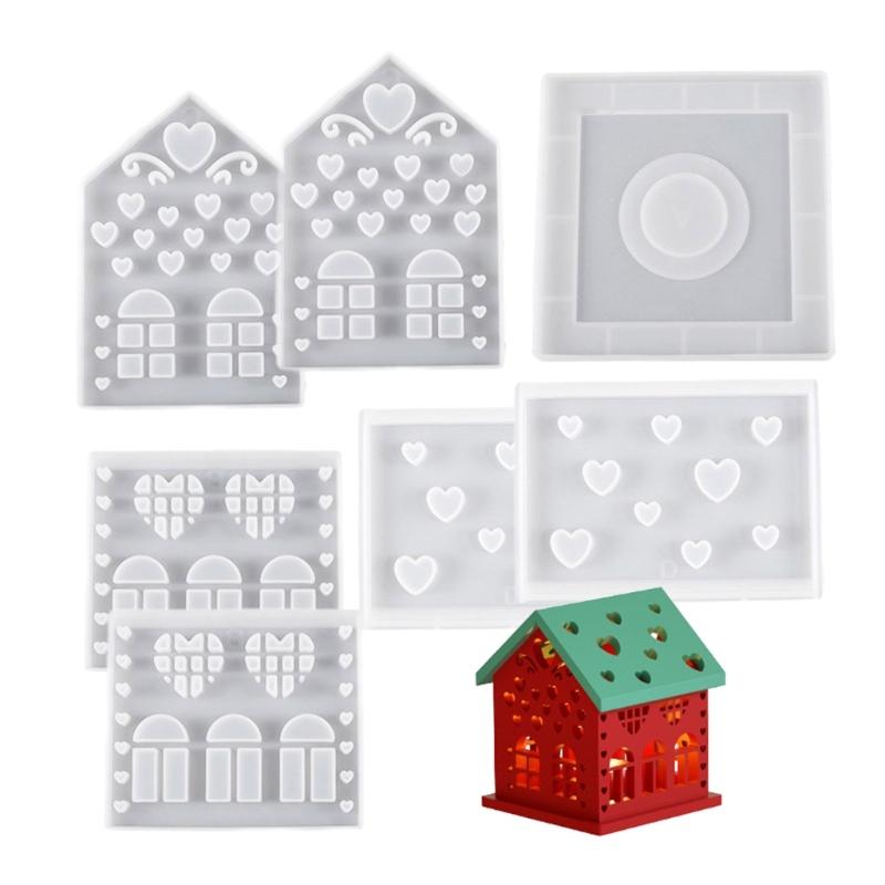 House Shaped Candlestick Silicone Mould Plaster Resin Making Molds 3D Candle Holder Gypsum Mold Table Decorations