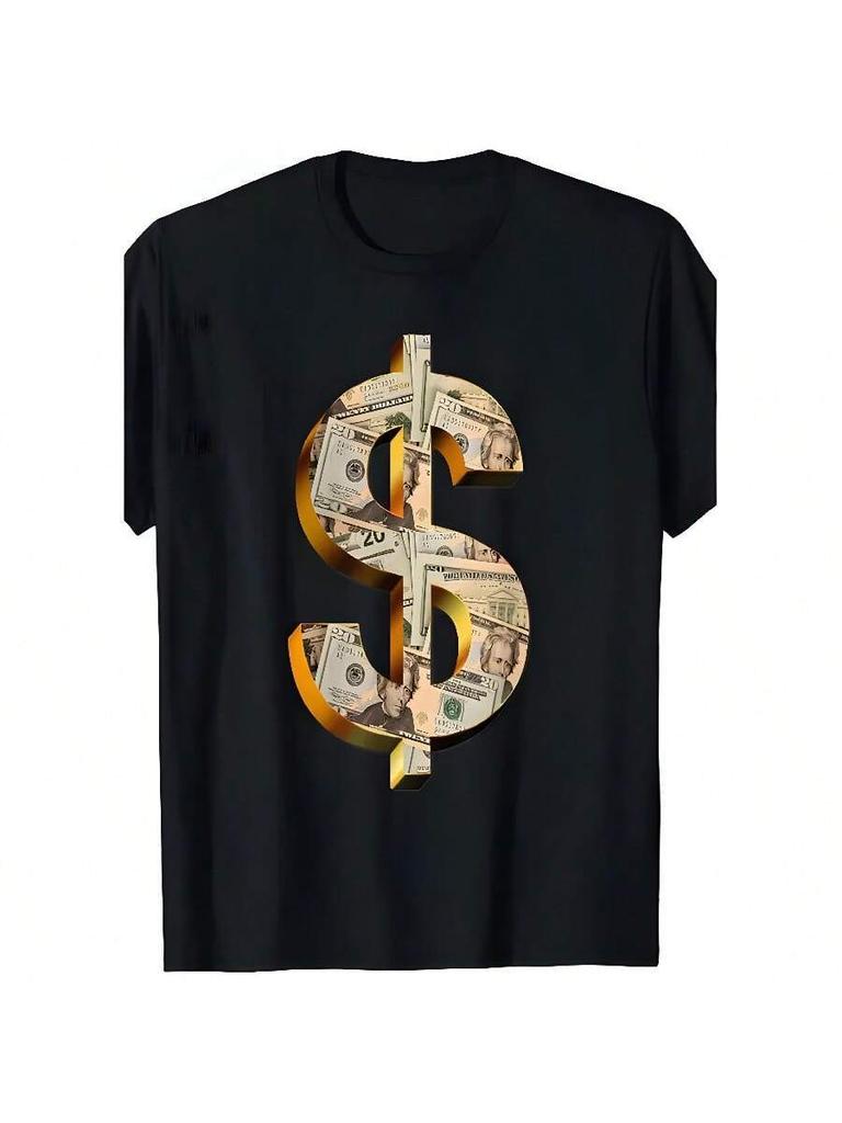 Unisexs 180g Heavyweight Cotton Oversized TShirt With Dollar Bill Print  Dollar Sign Design  Retro