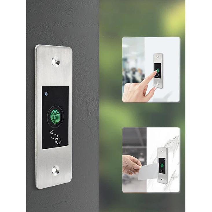 9-18V RFID-Leser Schlüsseloser Türöffner Metall Zugangskontroll-Scanner 100 Benutzer Mini IP66 Wasserdicht Eingebetteter Fingerabdruck-Leser