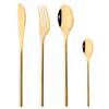 4pcs Gold Dinnerware Set Stainless Steel Cutlery Sets Mirror Flatware Silverware Knife Fork Spoons Set Party Kitchen Home Tableware