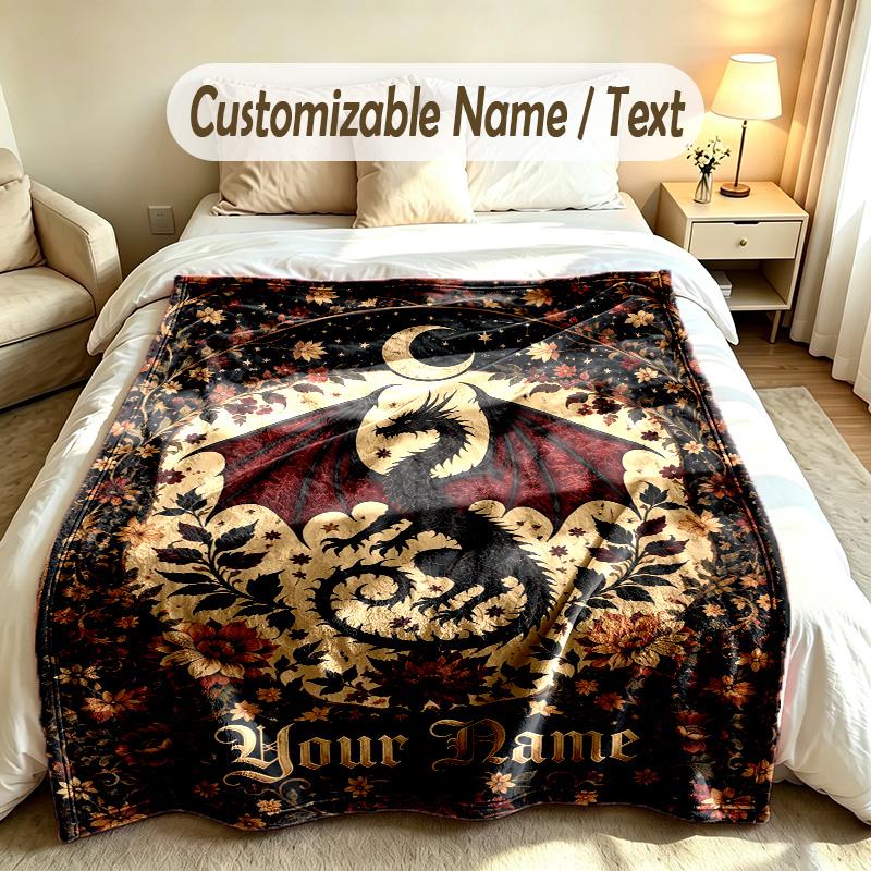 Drachen Phoenix Thema Weiche Decke Personalisierter Benutzerdefinierter Name Text Druck Warme Decke Haus Sofa Schlafzimmer Dekor