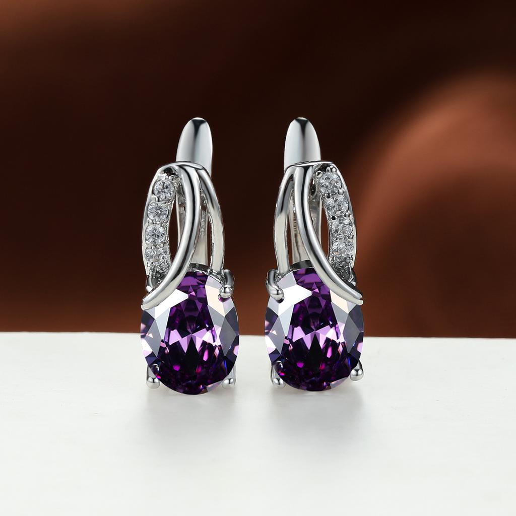 Popular Champagne Gold Oval Navy Blue Earrings for Women Simple and Personalized Temperament