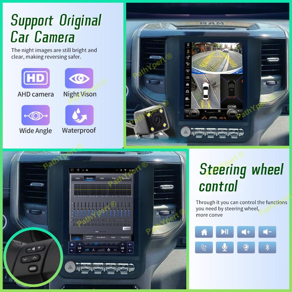 9.7"Android15 For Dodge Ram 1500 2500 3500 2019-2021 Car Radio Intelligent Systems Tesla Screen Wireless Carplay BT DSP Stereo