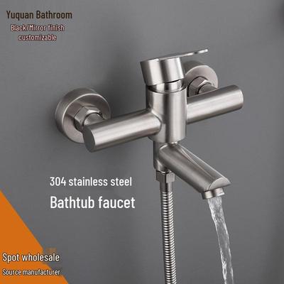 Gebürstetes 304 Edelstahl Schwanenhals Mischbatterie Set für Badewanne und Dusche