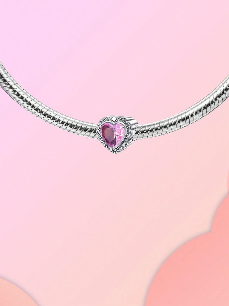 Charms Silber Rosa Schleife Herz Wecker Perlen Charm Kupferbeschichtet Passend für Charms Original Armband Zum Schmuck basteln DIY Charm