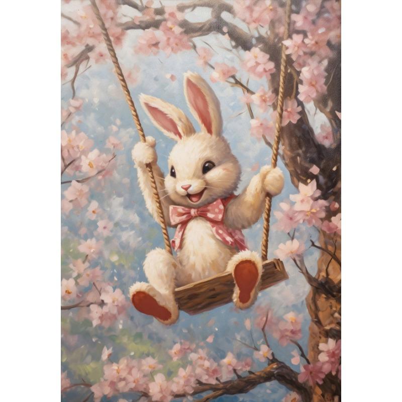 

Весенний и Пасхальный Постер Весеннее Поле Диких Цветов Семейство Кроликов Город Город Пасхальный Кролик Холст Живопись Настенное Искусство Картина Домашний Декор 21cm×30cm NoFrame