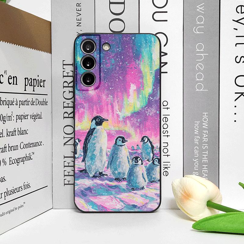 Creative Art Starry Sky Penguin Oil Painting Phone Case for OPPO Reno 13 12 F 11 10 Pro Plus Find X5 X3 Lite X7 PRO Soft Covers