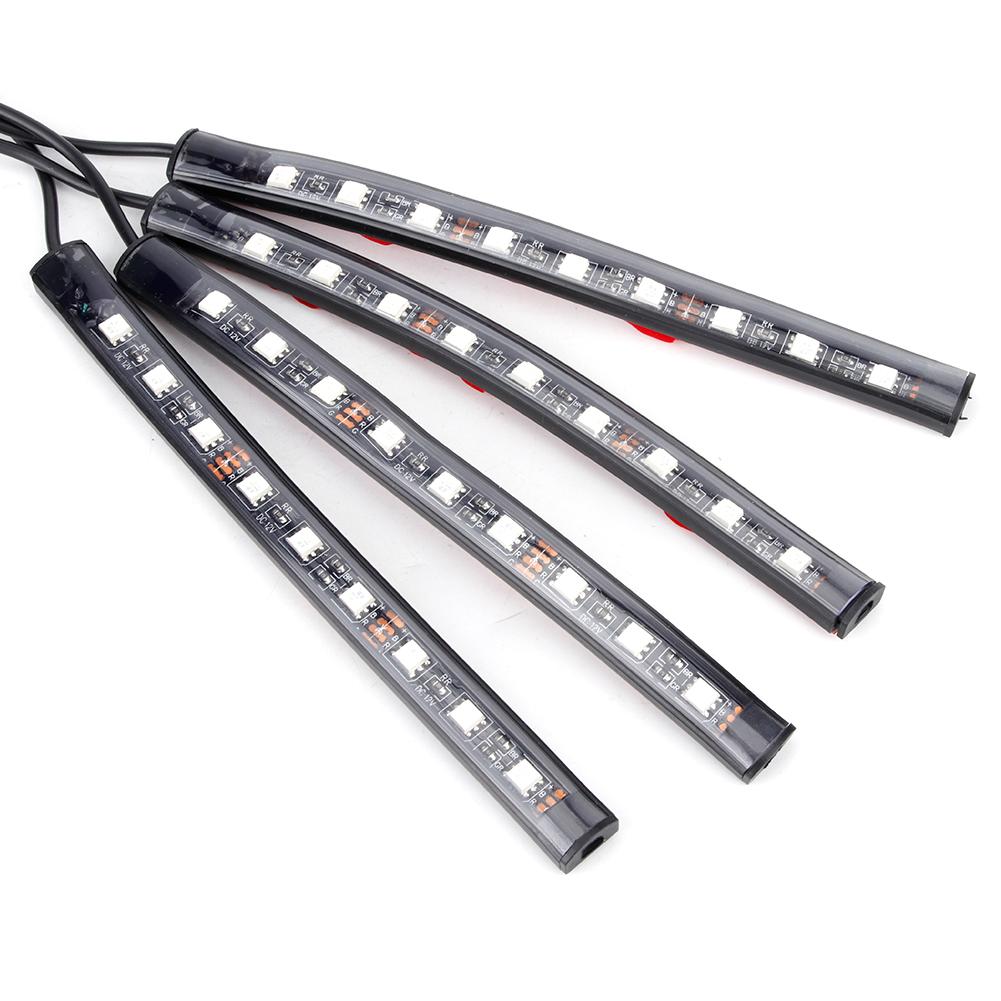RGB LED Atmosphere Lamp Light Strips Remote Control Colorful Car Interior Decoration