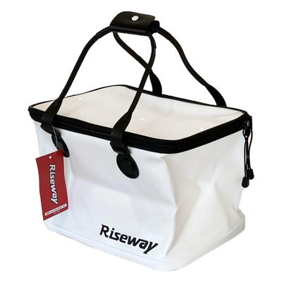 Riseway UEV-043 Folding Bucket (with Lid) for Rock Fishing, 36cm, White