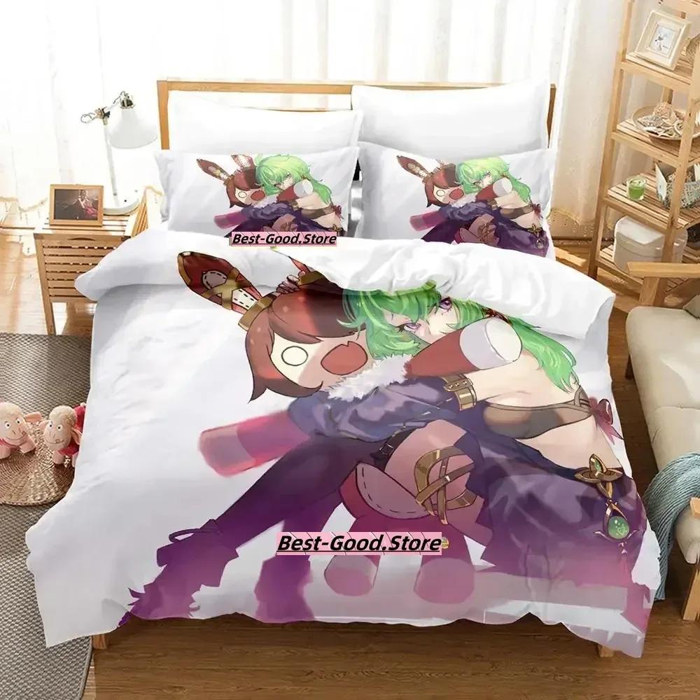 2023 New Game Collei Genshin Impact Bedding Set Cartoon Anime Three-piece Set Adult Kid Bedroom Duvetcover Sets 3D Kawaii Girl