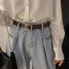 INS Fashion Women's Belt Fashion Black Belt Retro Needle Buckle Jeans Belt Casual Strap Long Skirt Belt