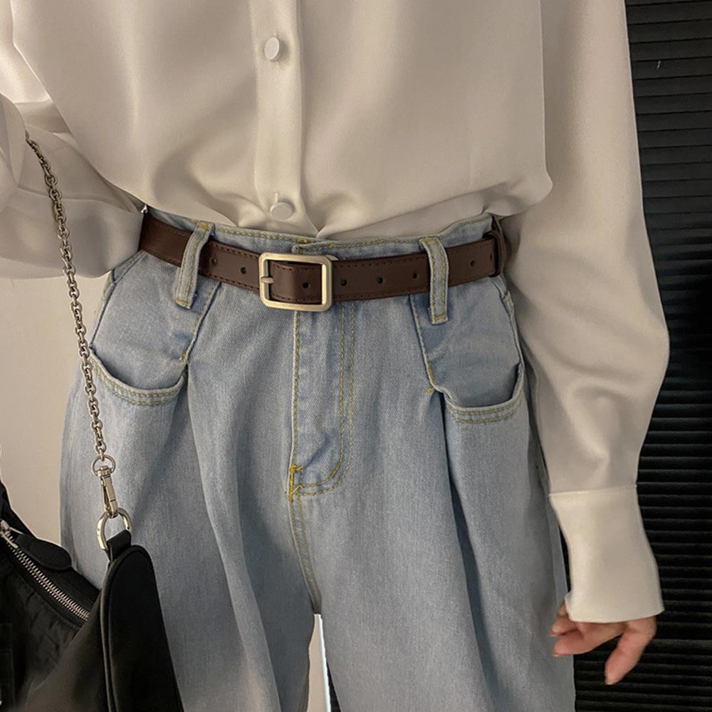 INS Fashion Women's Belt Fashion Black Belt Retro Needle Buckle Jeans Belt Casual Strap Long Skirt Belt