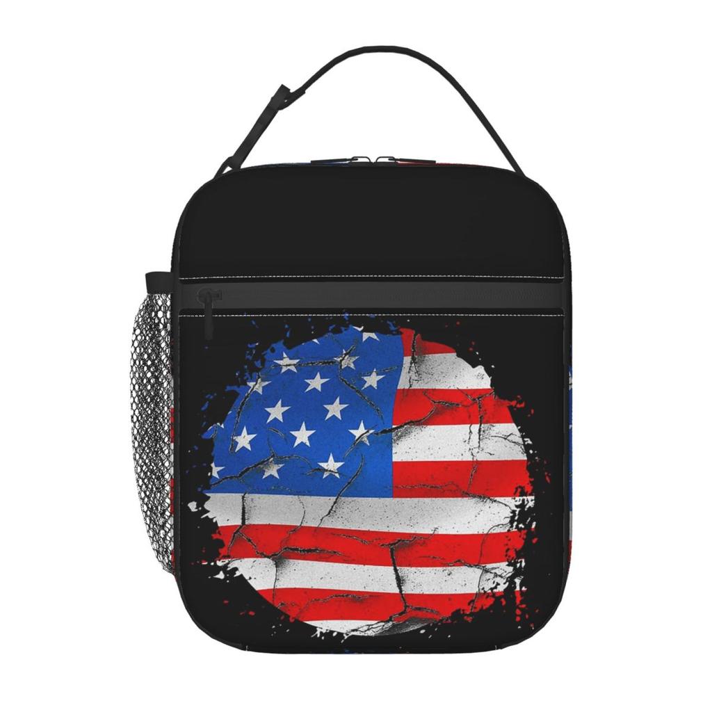 USA America American Flag Insulated Lunch Bag for Women Children Portable Food Boxes Thermal Lunch Box Tote