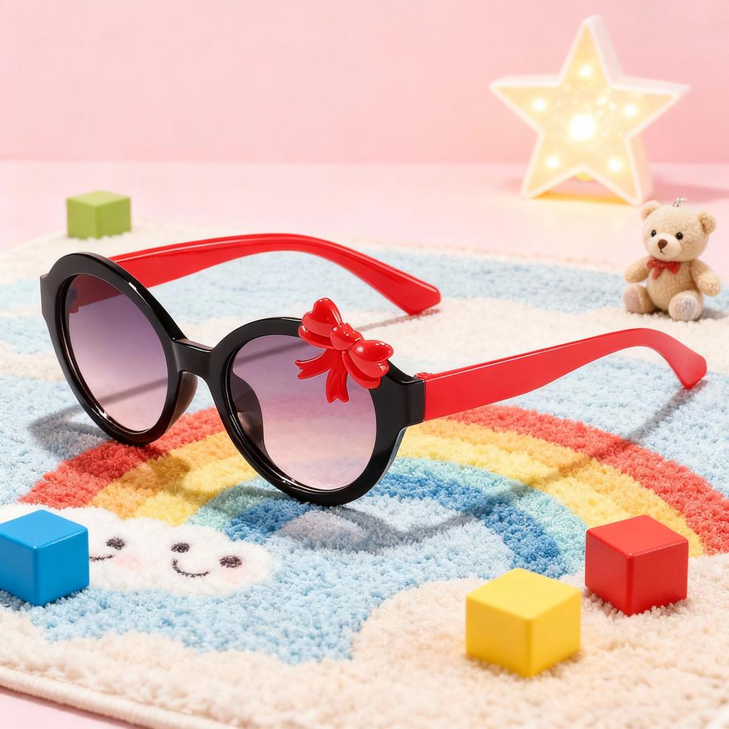 2025 Outdoor Sunglasses Bow Candy Colored Sunglasses Cute Baby Trendy and Fashionable Round Frame