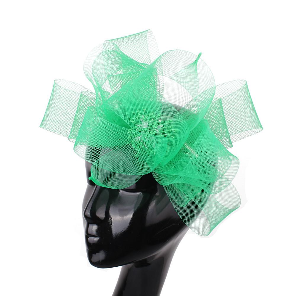 

European And American Bridal Hair Accessories Feather Headdress Popular Banquet Mesh Hair Accessories Photo Top Hat зелений