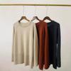 Women's Mid-Length 100% Pure Wool Sweater - Loose Fit, Slit Design, Lazy Style for Autumn and Winter.