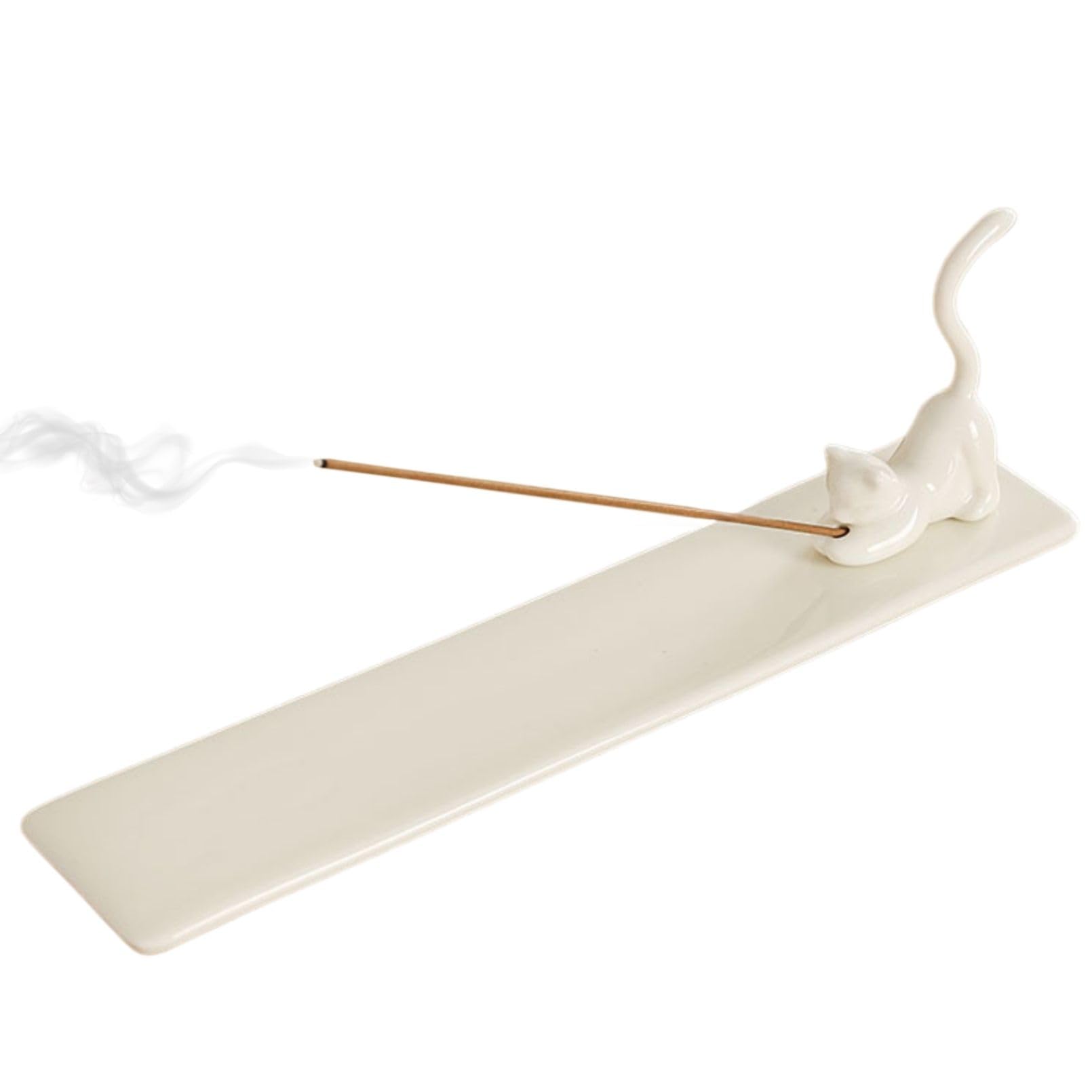 

Я Кошачий Мотив Благовония Благовонная Палочка Современный Ретро Кот Интерьер Успокаивающий Предмет Подставка, Горелка, Керамика, Дизайн, Декор, (белый) белый