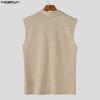 INCERUN Summer Men Sleeveless Solid Knitted Casual Fitted Tank Tops