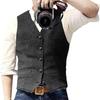 Pánské podzimní a zimní obleky s výstřihem do V Vesta Rybí kost Tweed Slim Fit Vesta Běžné Klasické Formální Podnikání pro svatební mládence