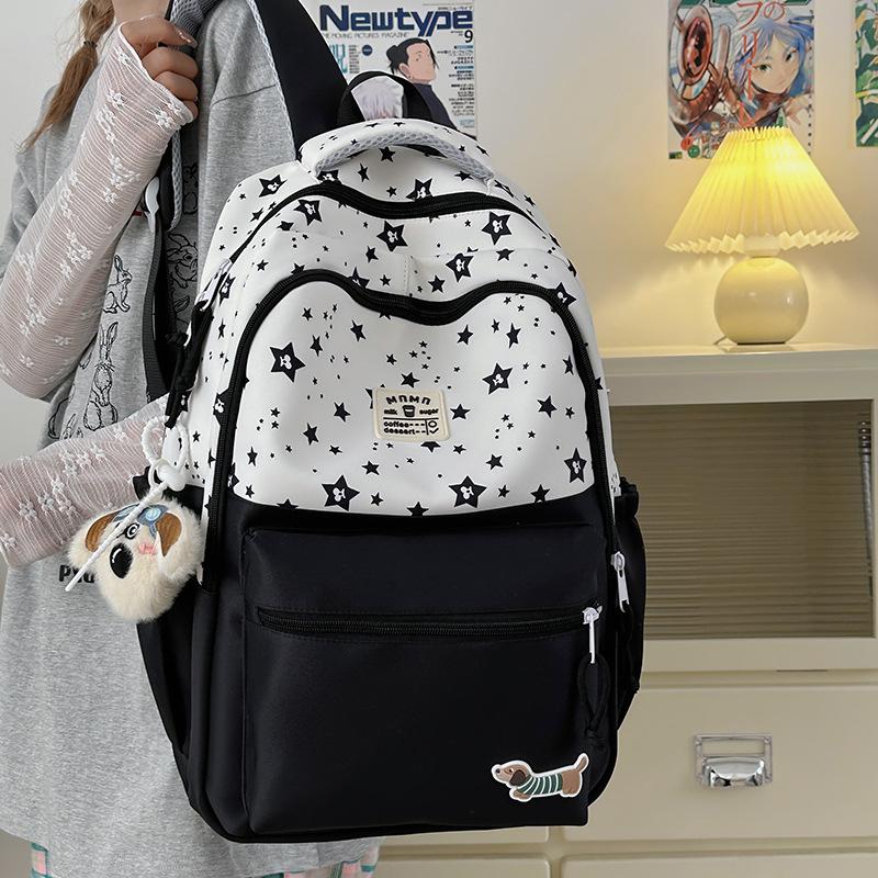 High-value schoolbag female student large-capacity Mori printed backpack cute junior high school student spine protection student backpack