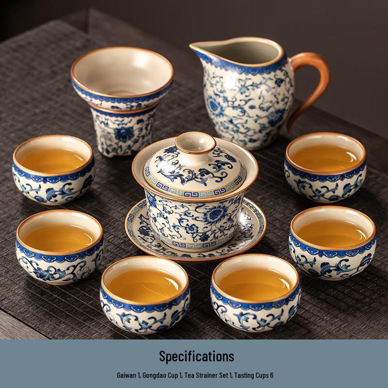 Handun Ru Kiln  Blooming Flowers  Ceramic Tea Set
