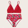 Women Print Tube Up Two Pieces Bikini Push-Up Swimsuit Swimwear Beachwear